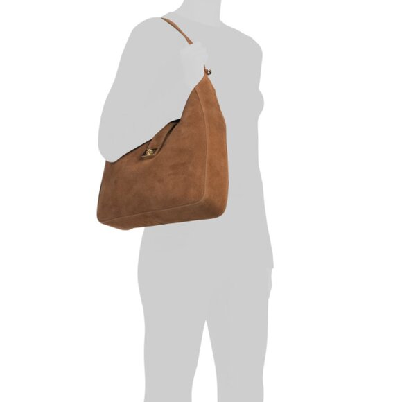 VIOLA CASTELLANI Cuoio Made In Italy Suede Flap Over Hobo - Picture 2 of 2